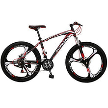 Load image into Gallery viewer, PanAme Mountain Bike 26 Inches Outroad 21 Speed Suspension Fork Anti-Slip Bicycle with Dual Disc Brake and High Carbon Steel Frame for Men and Women, Red
