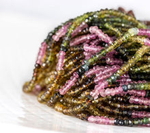 Load image into Gallery viewer, Green and Pink Tourmaline Beads, 3.5mm Watermelon Tourmaline Rondelle, Faceted Gemstone Beads, 13 inch full Strand - AAA Quality
