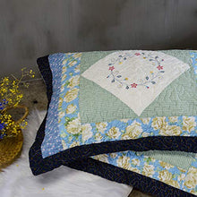 Load image into Gallery viewer, KASENTEX 100% Cotton Sham Floral Patchwork Design, Soft &amp; Machine Washable, Two Standard Shams 20x26, Coastal Blue
