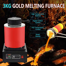 Load image into Gallery viewer, TOAUTO 3KG Gold Melting Furnace,1400W 2000F Digital Electric Melting Furnace with Graphite Crucible for Melt Scrap, Silver, Gold, Copper, Aluminum 110V Refining Casting Furnace
