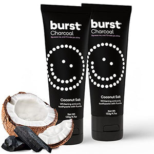 BURST Charcoal Toothpaste for Whitening Teeth, Toothpaste for Sensitive Teeth, SLS Free, Coconut Salt, 4.7oz, 2-Pack