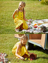 Load image into Gallery viewer, Arshiner Girls Dress Short Sleeve A Line Swing Skater Twirl Summer Dress Yellow 10 12
