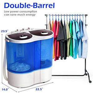 Giantex 16lbs Portable Mini Washing Machine Gravity Drain Compact Twin Tub Washer Spinner, Ideal for Dorms, Apartments, RVs, Camping