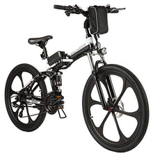 Load image into Gallery viewer, ANCHEER Electric Bike Folding Electric Mountain Bike with 26" Magnesium Alloy 6 Spokes Integrated Wheel, Premium Full Suspension and 21 Speed Gears
