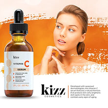 Load image into Gallery viewer, KIZZ Vitamin C Serum - Facial Skin Care Formulated with Hyaluronic Acid, Vitamin E, Aloe, Jojoba Oil &amp; Witch Hazel - For Brightening &amp; Moisturizing Skin - Helps Lift Fine Lines, Wrinkles - 2 fl. Oz
