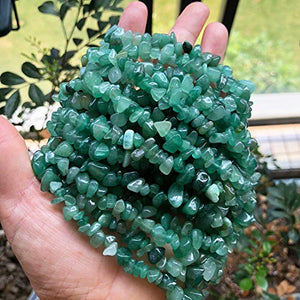 Fekuar 66" Irregular Tumbled Green Aventurine Chip Beads for Jewelry Making, Healing Crystal Drilled Loose Bead Strand DIY Craft Supplies, 5-8mm