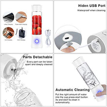 Load image into Gallery viewer, Portable Blender, Personal Blender for Shakes and Smoothies, 6 Stainless Steel Blades Cordless USB Rechargeable Juicer Cup with 4000mAh Batteries, Handheld 16oz Mini Travel Blender Small Fruit Mixer Detachable for Home Office Gym Outdoor, White
