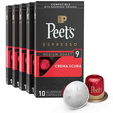 Load image into Gallery viewer, Peet&#39;s Coffee Espresso Capsules Crema Scura, Intensity 9, 50 Count Single Cup Coffee Pods Compatible with Nespresso Original Brewers

