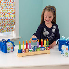 Load image into Gallery viewer, KidKraft Children's Wooden Menorah 10-Piece Set, Jewish Religious Hanukkah Play Toy, Gift for Ages 3+
