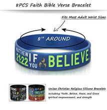 Load image into Gallery viewer, Finrezio 8 PCS Power of Faith Bible Verse Wristbands Black Silicone Bracelets for Men Women Christian Religious Jewelry Gifts
