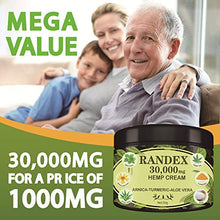Load image into Gallery viewer, RANDEX 30000MG Organic Hemp Cream, Natural for Sore Muscles, Stiff Joints, and Aching Knees, Shoulders, or Body, Extra Strength
