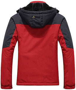 AbelWay Women's Outdoor Mountain Waterproof Windproof Fleece Ski Hooded Jacket Rain Coat(Black,S)