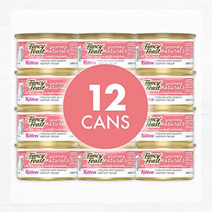 Purina Fancy Feast Grain Free, Natural Pate Wet Kitten Food, Gourmet Naturals Natural Wild Alaskan Salmon Recipe - (12) 3 oz. Cans