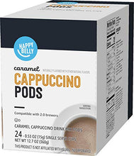 Load image into Gallery viewer, Amazon Brand - Happy Belly Cappuccino Coffee Pods Compatible with 2.0 K-Cup Brewers, Caramel Flavored, 24 Count
