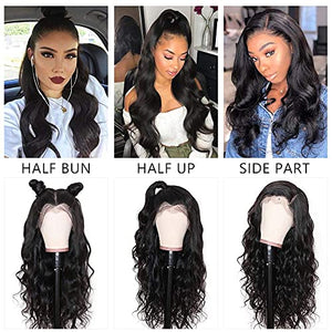 13x4 Body Wave Lace Front Wigs Human Hair Wigs for Black Women Glueless Lace Frontal Wigs Brazilian Virgin Human Hair Pre Plucked Bleached Knots Natural Color Wet and Wavy (30 Inch, Body Wave Wigs)