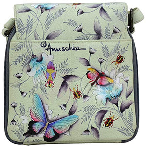 Anuschka Women's Genuine Leather Bag | Triple Compartment Wide Body Crossbody | Wondrous Wings
