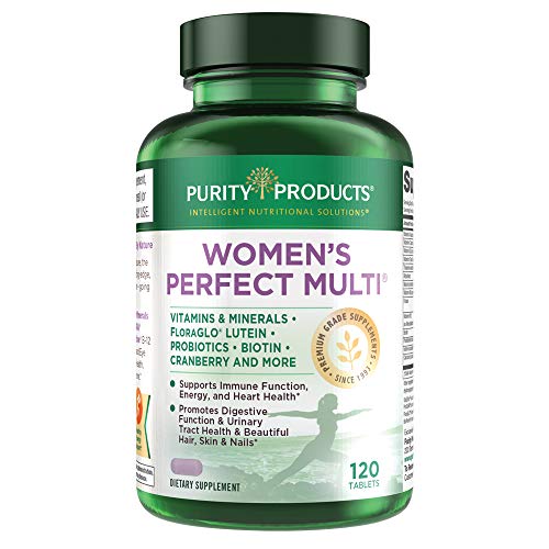 Women’s Perfect Multi by Purity Products - Balanced Multivitamin - Supports Urinary Tract Health, Immune, Bone + Muscle, Hair, Skin, Nails, an Elite Probiotic for Digestive Health + More - 120 Tablets