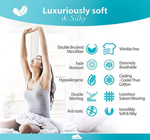 DreamCare 6 Piece Deep Pocket Sheets Microfiber Sheets Bed Sheets Bedding Sets Queen Size, Gray