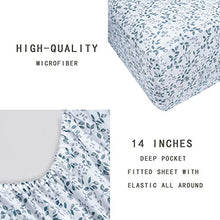 Load image into Gallery viewer, Softan King Bed Sheet Set, 4 PC Green Leaves Printed Brushed Microfiber Elegant Bedding Set, 1 Flat Sheet,1 Deep Pocket Fitted Sheet, and 2 Pillow Cases, Breathable &amp; Silky Soft Feeling Sheets
