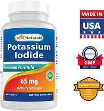 Load image into Gallery viewer, Best Naturals Potassium Iodide 65 mg - Dietary Supplement, 60 Tablets
