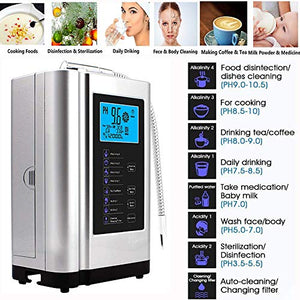 AGWIM AquaGreen Alkaline Water Ionizer Machine AG7.0, Home Water Filtration System, Produces pH 3.5-10.5 Alkaline Water, 7 Water Settings, Up to -570mV ORP, 8000L, Silver