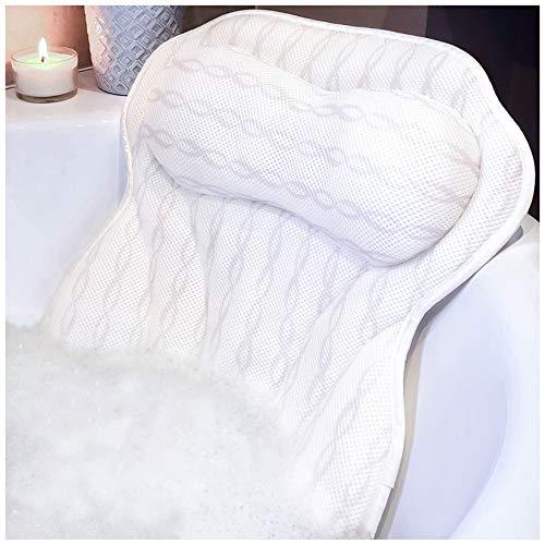 Load image into Gallery viewer, Bath Pillow Luxury Bathtub Pillow, Ergonomic Bath Pillows for Tub Neck and Back Support, Bath Tub Pillow Rest 3D Air Mesh Breathable Bath Accessories for Women & Men, Spa Pillow, Powerful Suction Cups
