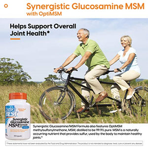 Doctor's Best Synergistic Glucosamine MSM with OptiMSM, Non-GMO, Gluten Free, Soy Free, Joint Support, 180 Caps (DRB-00070)