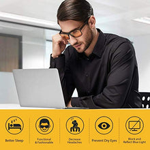 Load image into Gallery viewer, Quntis Blue Light Blocking Glasses, Blue Light Shield Computer Reading &amp; Gaming Glasses for Men Women Anti Glare UV Digital Eyestrain - Amber Tinted Lens, Black Square Frame

