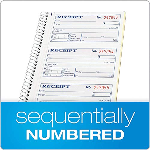 Load image into Gallery viewer, Adams Money and Rent Receipt Book, 2-Part Carbonless, 5-1/4" x 11", Spiral Bound, 200 Sets per Book, 4 Receipts per Page, Sold as 5 Pack, 1000 Sets Total (SC1152)
