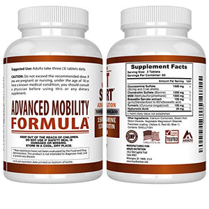 Glucosamine Chondroitin Turmeric MSM Boswellia - Joint Support Supplement for Relief 180 Tablets - Arazo Nutrition