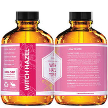 Load image into Gallery viewer, Witch Hazel Toner by Leven Rose, 100% Pure Organic Facial Rose Water with Rose Petals, Calendula, Cucumber, and Chamomile Flower 4 oz
