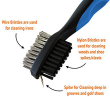 Load image into Gallery viewer, Voplop Golf Brush and Club Groove Cleaner - Easily Attaches to Golf Bag - Deep Clean Iron Grooves - Cleaning Club Face - Bag Clip &amp; Retractable Extension Cord (Blue)
