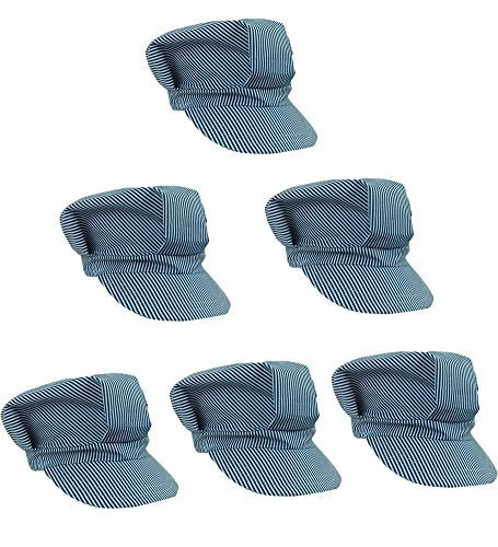Train Engineer Hats - Train Conductor Costume Kids - 6 Pack Train Party Favors - Dress Up - Funny Party Hats