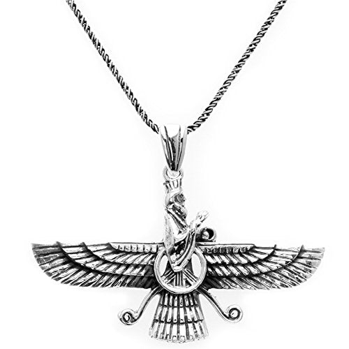 Asoodehdelan Medium 925 Sterling Silver Farvahar Necklace Iranian Persian Iran Faravahar Gift (18
