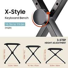 Load image into Gallery viewer, CAHAYA Keyboard Bench X-Style Height Adjustable 16.3-19.6in Padded Cushion Piano Stool Bench Keyboard Chair for Keyboards Piano CY0257
