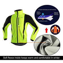 Load image into Gallery viewer, ARSUXEO Winter Warm UP Thermal Softshell Cycling Jacket Windproof Waterproof Bicycle MTB Mountain Bike Clothes 15-K Green Size X-Large
