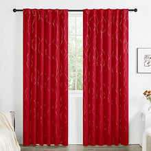 Load image into Gallery viewer, Deconovo Blackout Back Tab and Rod Pocket Curtains Drapes for Sliding Glass Door, 95 Inches Long, Pack of 2 - Light Blocking Curtains with Wave Line Dots Pattern (52 x 95 Inch, Red, 2 Panels)
