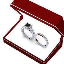 Load image into Gallery viewer, Dazzlingrock Collection 1.35 Carat (ctw) 14K Black &amp; White Diamond Split Shank Halo Engagement Ring Set, White Gold, Size 8
