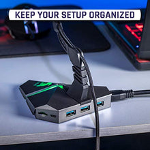 Load image into Gallery viewer, KLIM Bungee Holder for Gaming Mouse - 3 x USB 3.0 Hub - Multi Functional Product - Backlit - Wired Mouse Cable Holder - [ New Version ]
