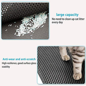 kaxionage Cat Litter Mat, Kitty Litter Mat, Honeycomb Double Layer Trapping Litter Mat Design,Waterproof Urine Proof Cat Mat,Easy Clean Scatter Control (Grey)