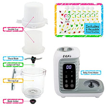 Load image into Gallery viewer, EVLA'S Double Baby Food Maker, Food Processor with 2 Steaming Baskets, Blender, Grinder, Steamer, Cooks &amp; Blends Healthy Homemade Baby Food in Minutes, Touch Screen Control, with 6 reusable food pouches, White
