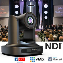 Load image into Gallery viewer, NDI POE PTZ Camera 20x Optical Zoom with HDMI SDI FHD 1080P RS232 RS485 IP Live Streaming via RTSP, RTMP for Conference Room Youtube Church Live streaming Meeting Broadcast Events Sports Education
