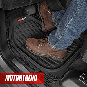 Motor Trend 923-BK Black FlexTough Contour Liners-Deep Dish Heavy Duty Rubber Floor Mats for Car SUV Truck & Van-All Weather Protection, Universal Trim to Fit