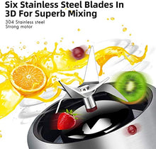 Load image into Gallery viewer, Portable Blender, Stainless Steel and Glass Body, Electric Juicer Cup Personal Size with USB Rechargeable, Mini Juice Mixer for Shakes Smoothies Home Outdoor
