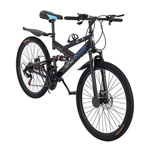 Adult Mountain Bikes 26 Inch Mountain Trail Bike High Carbon Steel Full Suspension MTB Speed Bicycles 6 Spoke 21 Speed Gears Dual Disc Brakes Outdoor Mountain Bicycle - US Stock