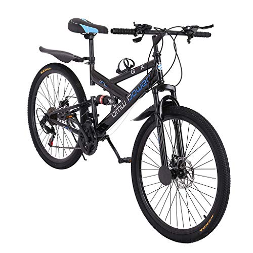 Adult Mountain Bikes 26 Inch Mountain Trail Bike High Carbon Steel Full Suspension MTB Speed Bicycles 6 Spoke 21 Speed Gears Dual Disc Brakes Outdoor Mountain Bicycle - US Stock