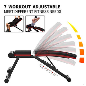 HOLATO Adjustable Weight Bench for Full Body Workout ,Foldable Workout Bench Home Gym Weightlifting and Strength Training,Multi-Purpose Sit up Bench Portable Exercise Bench