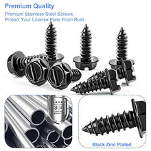 Load image into Gallery viewer, 8 Sets Premium Stainless Steel License Plate Screws Kit, Rust-Proof &amp; Anti-Rattle License Plate Bolts(Black)
