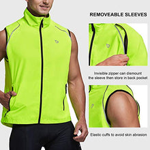 Load image into Gallery viewer, BALEAF Men's Cycling Jacket Bike Windbreaker Running Vest Removable Sleeves Reflective Lightweight Windproof Winter Fluorescent Yellow Size L
