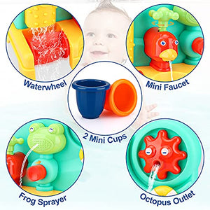 Blasland Baby Bath Toys, Interactive Bathtub Toys for Toddlers Ages 1-3, Fun Gift Water Toys with 2 Strong Suction Cups, Water Wheel, Sprayer, Faucet for Kids Boys and Girls 4 5 6 7 8 Year Old
